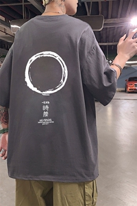 夏季大码港风oversize日系经典时差运动短袖纯棉T恤T17-P30图片