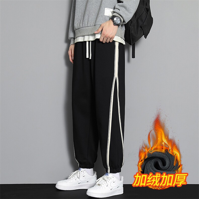 加绒加厚休闲裤秋冬季弹力松紧束脚运动裤A068-WDQK47-TP45加绒55,女装休闲裤,电商A068