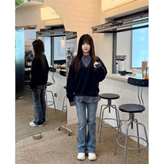 【】美式复古假两件衬衫领卫衣男女秋冬宽松长袖SHY03P43，男装衬衫，星座1112-1