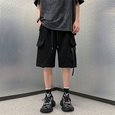 2025夏季五分短裤男设计感中裤高街痞帅运动篮球休闲裤K3262-P45，男装牛仔裤，电商A009A（原A058A）