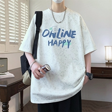 ！2026夏季新款男士潮牌印花短袖T恤小碎花半袖T2560特P25，男装T恤，电商B220