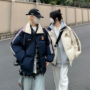 1506-1/M76091/P89韩版盾牌刺绣藏青色棉服外套冬季加厚男女同款图片