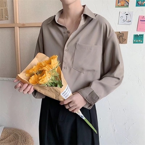 长袖衬衫男港风日系春季韩版潮流冰丝衬衫C46P28图片