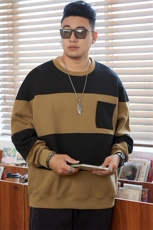 M-8XL秋季大码胖男生时尚休闲圆领个性拼接卫衣男79，男装卫衣，星座209