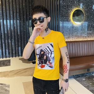 312A-6312-P35 新款社会小伙短袖T恤修身男士潮流半袖体恤B图片