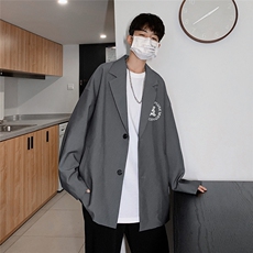 秋季港风新款韩版宽松翻领西装西服外套男XZ614P75控88，男装西服套装，电商A268A