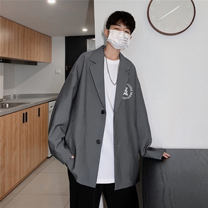 秋季港风新款韩版宽松翻领西装西服外套男XZ614 P75 控88图片