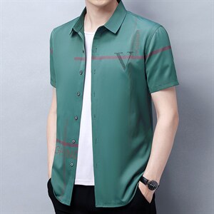 2023夏季新款商务休闲宽松中青年衬衣男装潮流时尚百搭短袖打底衫图片