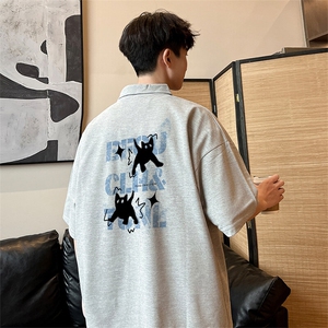 可设48小时支持抖音得物来样二开 网眼透气翻领t恤美式短袖POLO衫图片
