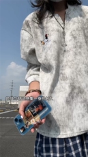 XZ809A/SYR11/P40/控58扎染J肌理感V领长袖T恤卫衣，男装T恤，星座809A(原222-1)