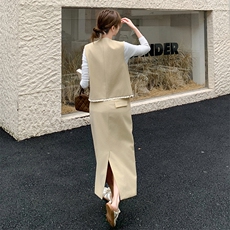 夏季半身裙马甲时尚两件套女，女装套装/套裙，秋水欣儿