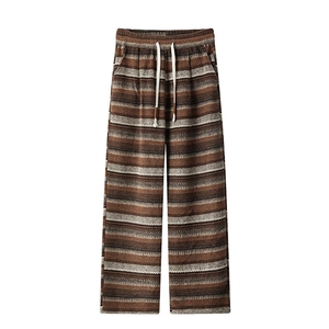 2026春季新款慵懒感毛呢条纹美拉德拖地休闲裤男K5778特P38控68图片