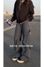 2026秋季打褶西裤C6046-TP5588直筒男复古宽松百搭长裤女，男装西裤，电商A102