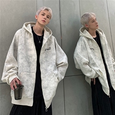 美式hiphop开衫脏脏卫衣男春秋季高街潮牌休闲高级感重磅连帽外套，男装卫衣，电商C307