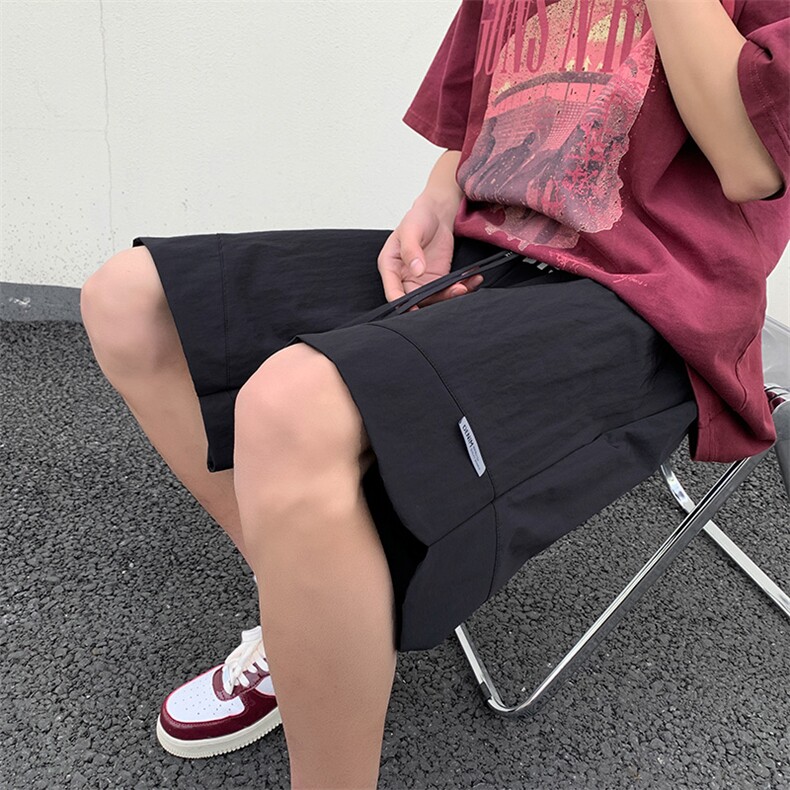 港风纳米皱运动冰丝休闲裤高街五分裤宽松直通短裤DK205P35,男装休闲裤,星座1204-3