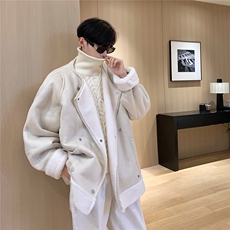 港风皮毛一体棉衣男高级感轻奢机车棉服男外套男8708P158控228，男装棉衣，星座227-7