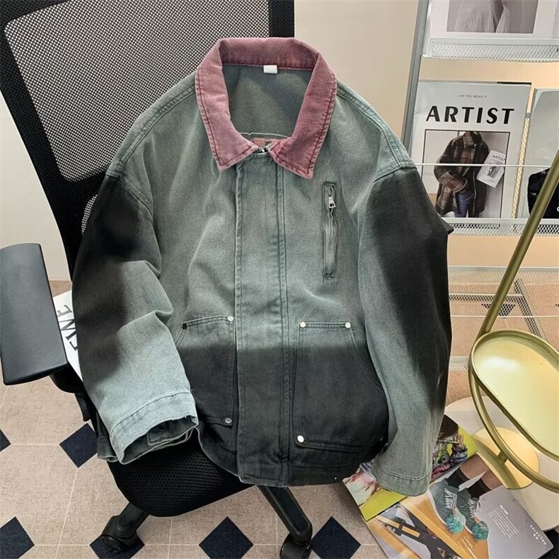 高品质潮流款男士春秋刺绣牛仔夹克渐染工艺美式高街复古工艺,男装夹克,星座1013
