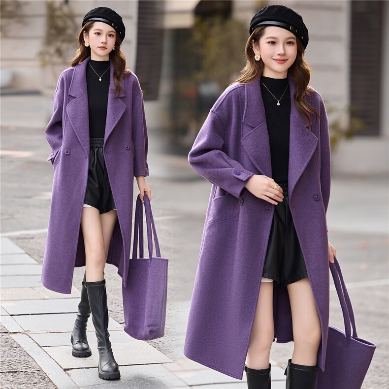 现货手工缝制冬季保暖新款时尚气质通列舒适西装双面呢大衣送包包，女装双面呢大衣，丽美静依
