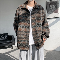8XL-M复古大码民族风衬衫男款春季加厚粗呢藏式外套CS29001P68，男装民族服装，电商B312