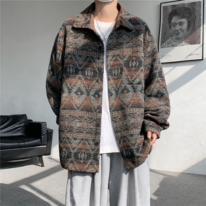 8XL-M复古大码民族风衬衫男款春季加厚粗呢藏式外套CS29001P68图片