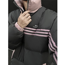冬装新品美式条纹织带棉服刺绣logo棉衣休闲外套男G1100P118，男装棉衣，电商A339