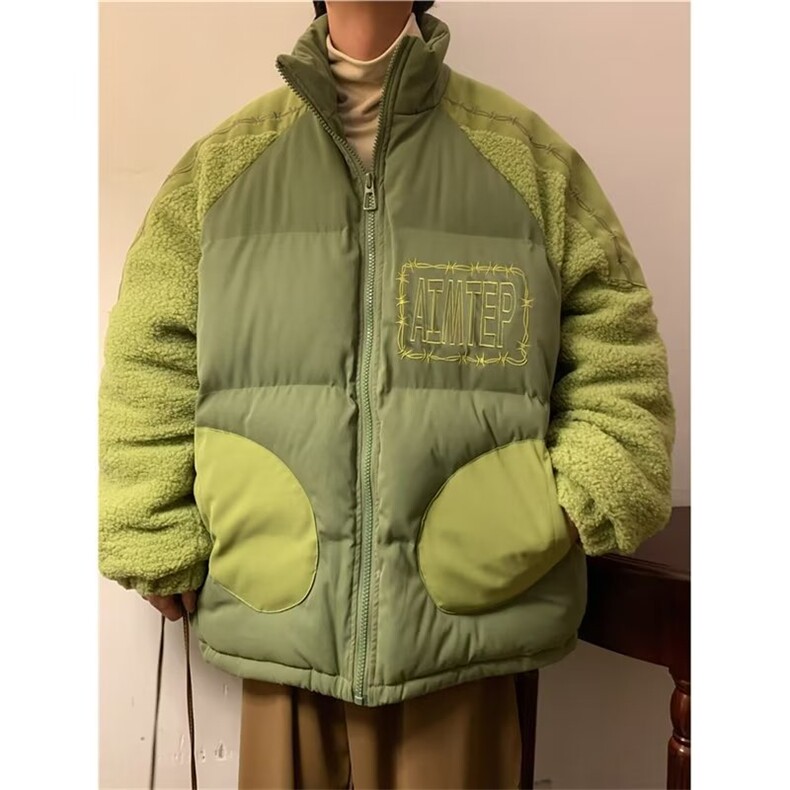 棉服男冬季美式拼接羊羔绒外套棉袄cityboy潮牌加厚棉衣M2516-p98图片