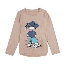 卡通动漫拼接人物T恤通勤圆领印花创意长袖宽松2021年秋季韩版百搭，女装T恤，丽影随形