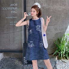 法式刺绣无袖背心连衣裙女2025夏季新款小个子减龄显瘦甜美A字裙，女装连衣裙，浙宝208