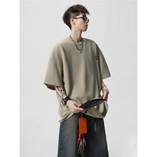 超大码金属标手工设计肌理感短袖T恤8XL-M垂感冰丝半袖DX1220/P38，男装T恤，电商B238