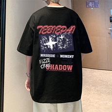 T733大码宽松纯棉运动圆领体恤衫oversize短袖T恤男重磅T，男装T恤，星座304A-1
