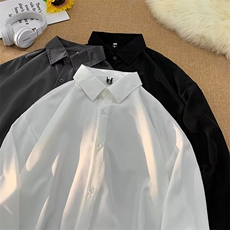 轻熟风白色衬衫男女长袖韩版ins痞帅内搭衬衣潮流垂感上衣服CY255，男装衬衫，星座601-2
