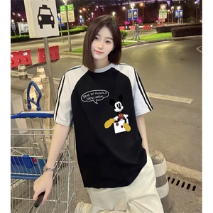 抖音得物品质二开240克宽松纯棉美式潮牌插肩三杠织带短袖T恤图片