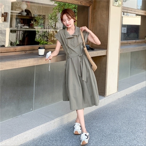 法式甜美风收腰显瘦衬衫连衣裙女2025夏新款超好看清纯系减龄长裙图片