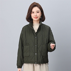 时尚立领拼接针织棉服宽松显瘦保暖外套，女装棉衣/棉服，叶笙衣