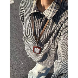 重磅粗花针织拼接翻领卫衣男春秋潮牌美式复古宽松高级感休闲外套图片