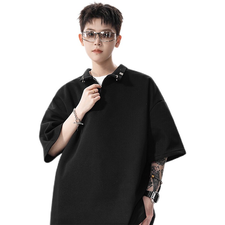 金属扣半拉链翻领polo衫短袖t恤XH113-特p38,男装T恤,电商B367