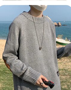 毛衣男冬季韩版潮流宽松圆领针织衫M027P38图片