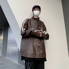 秋冬修身立领皮衣休闲机车夹克外套潮男网红情侣时尚防风上衣，男装皮衣，星座410-6（原星座1304-1）