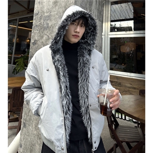 现货 冬季美式座山雕加厚连帽棉服外套男女短款情侣棉衣图片