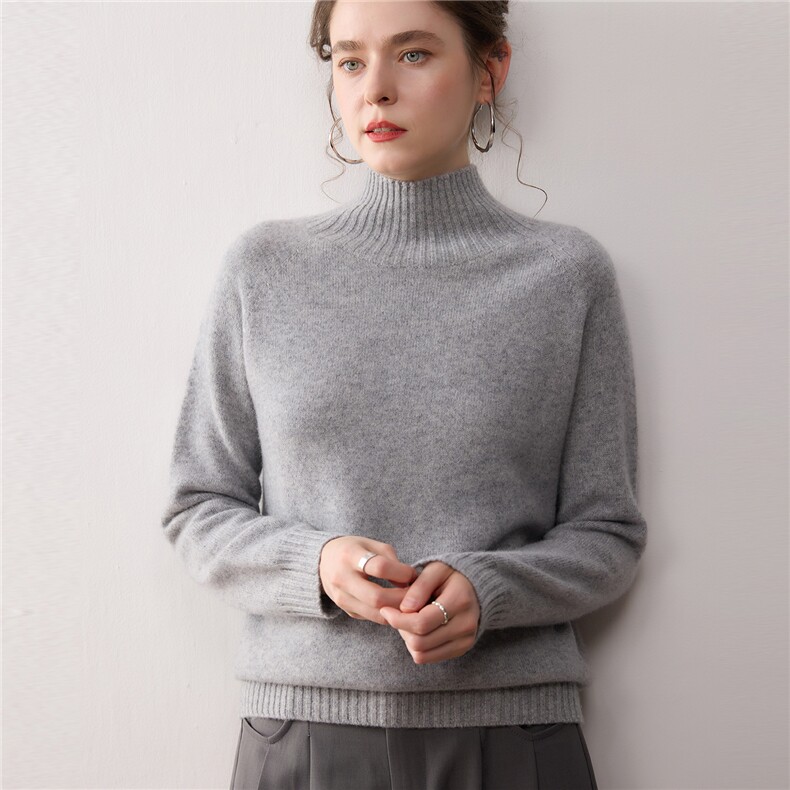 加厚山羊绒衫女半高领宽松毛衣25秋冬新款百搭针织打底衫内搭上衣，女装羊绒衫，暖绒情旗舰店