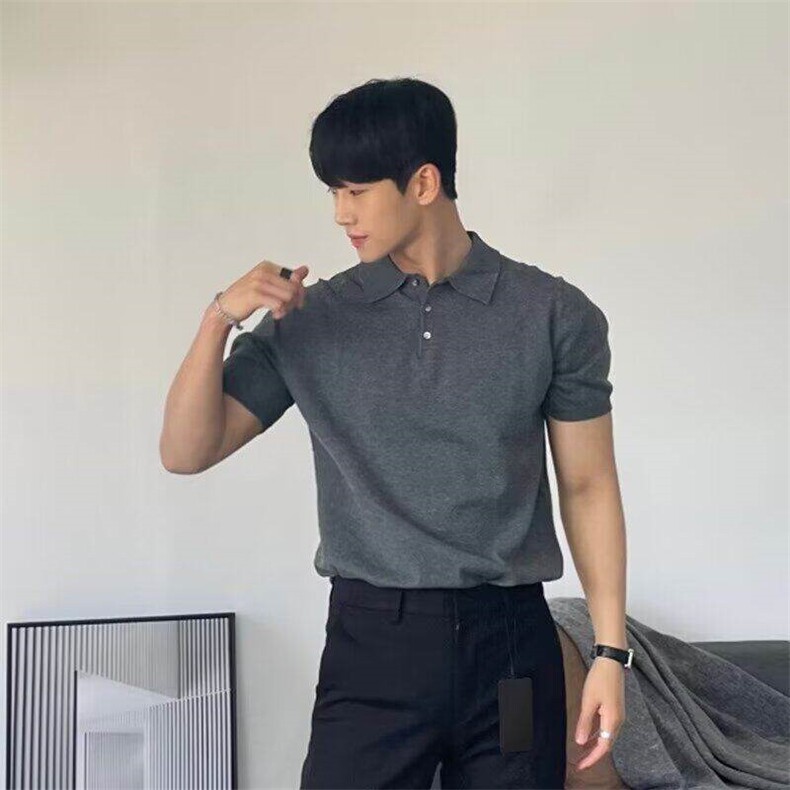 短袖t恤男polo衫夏季翻领半袖纯色体恤高端复古针织上衣B237,男装T恤,星座1116A（原606A-3）