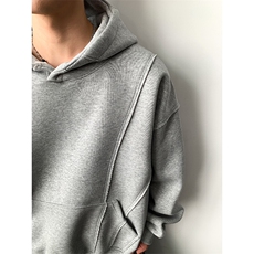 网图重磅全棉无帽绳380克拼接连帽卫衣boxy套头外套男AH913-特P40，女装短外套，四季星座610B