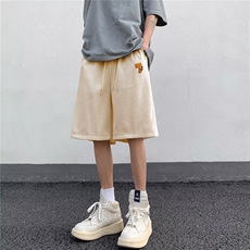 美式短裤男夏季宽松绣标运动五分裤潮牌高街条纹拼接休闲裤子，男装休闲裤，星座1013