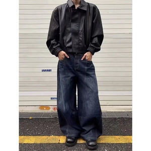 美式复古牛仔裤新款高街设计感宽松阔腿拖地裤N826-P60