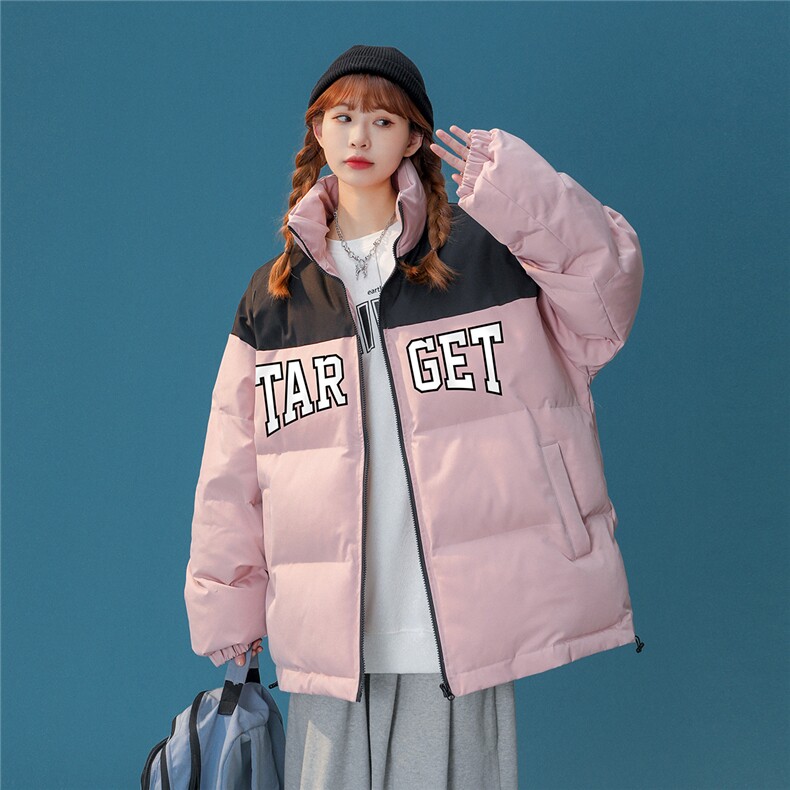 中性22冬季潮流字母印花拼色立领棉服TPMY255P85控138特批无差价，男装棉衣，A247A