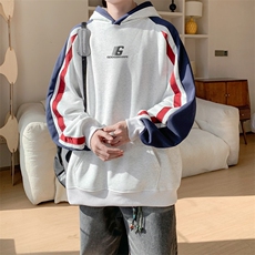 华棉春秋内景新款撞色宽松连帽卫衣男潮流百搭WY00678/P50加绒P55，男装卫衣，电商B316