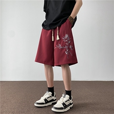 夏季新款新中式刺绣五分裤宽松百搭短裤B315-K24129-p35控48，男装牛仔裤，电商B315