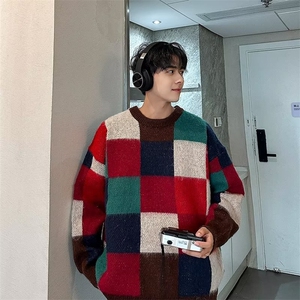 美式圆领毛衣男慵懒风休闲针织衫 M7018 P53图片