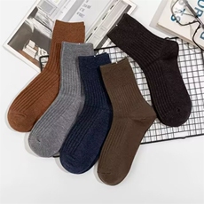 秋冬季厚款袜子纯色羊绒羊毛男中筒双针加厚保暖商务休闲男女长袜，袜子，星座224-3