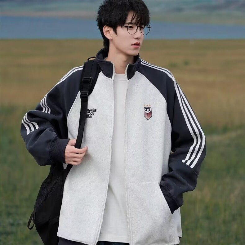 W003-P43原宿320克华棉刺绣卫衣日系ins简约新款潮流慵懒时尚,男装卫衣,电商B323A